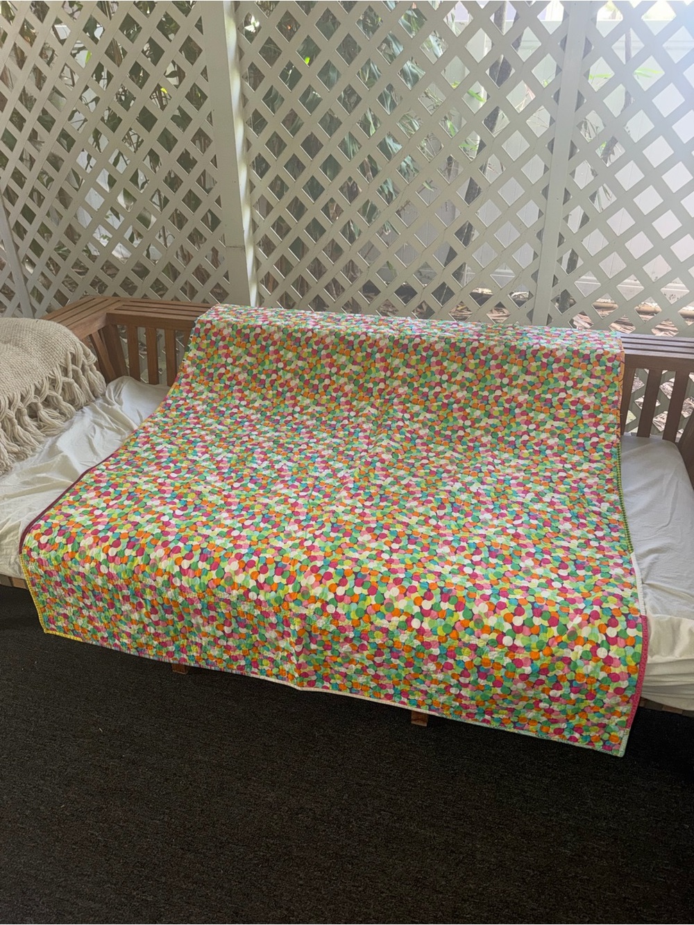 Handmade Colorful Texas Polka Dot Quilt - Picture 3 of 6